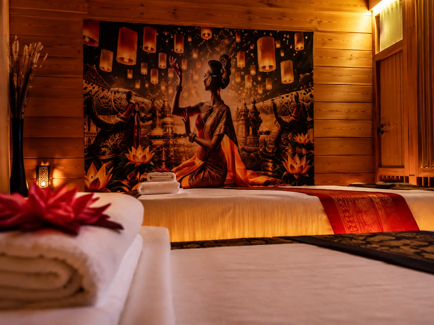 Relaxing Thai massage treatment room