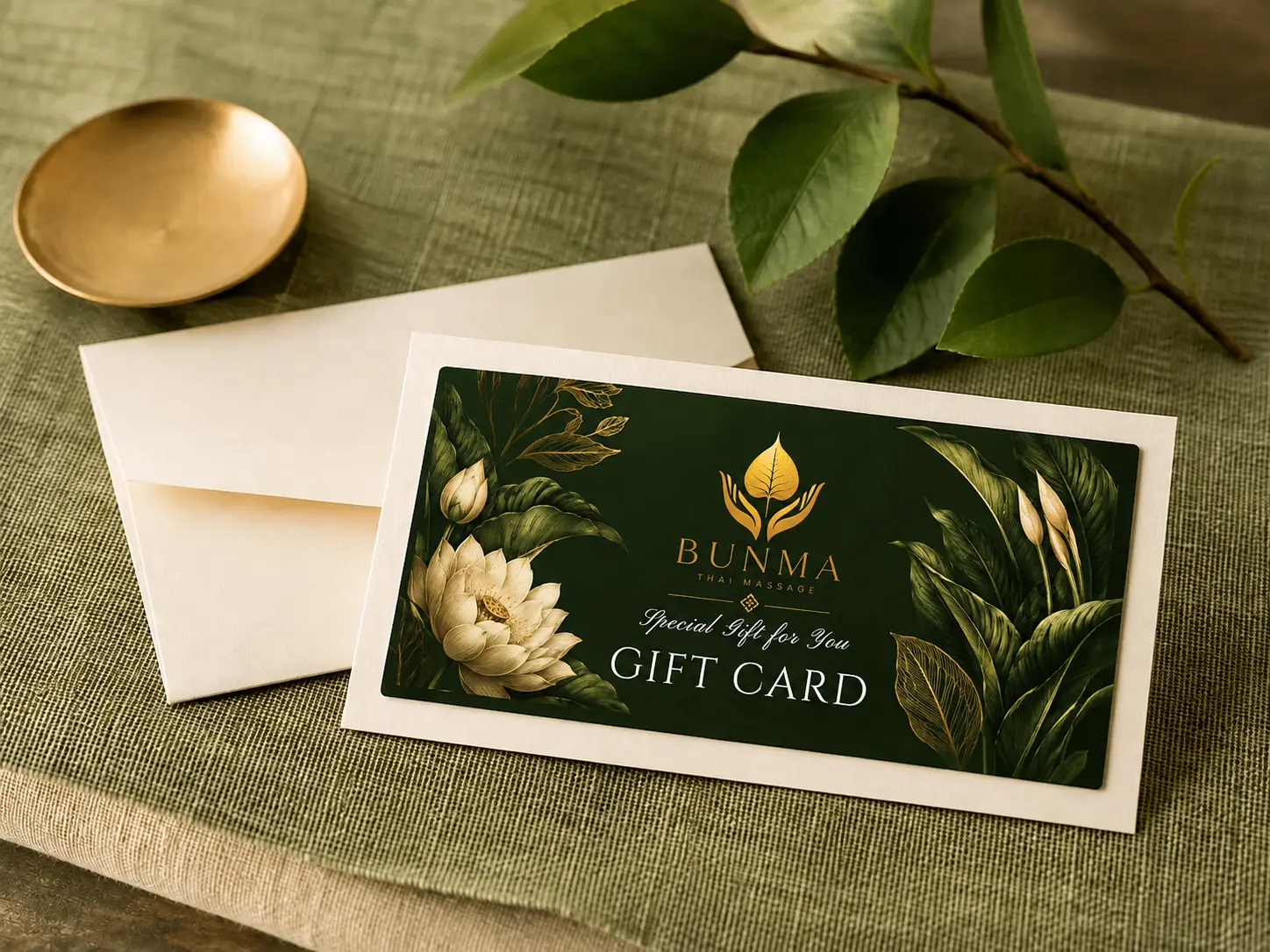 BUNMA gift card in a botanical setting